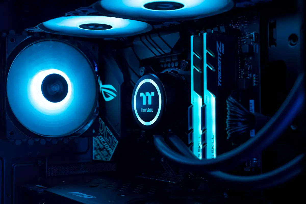 Cooling fans mounted inside a computer case